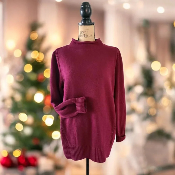 Karen Scott Sweaters - Karen Scott Cowl neck sweater in burgundy 100% cotton